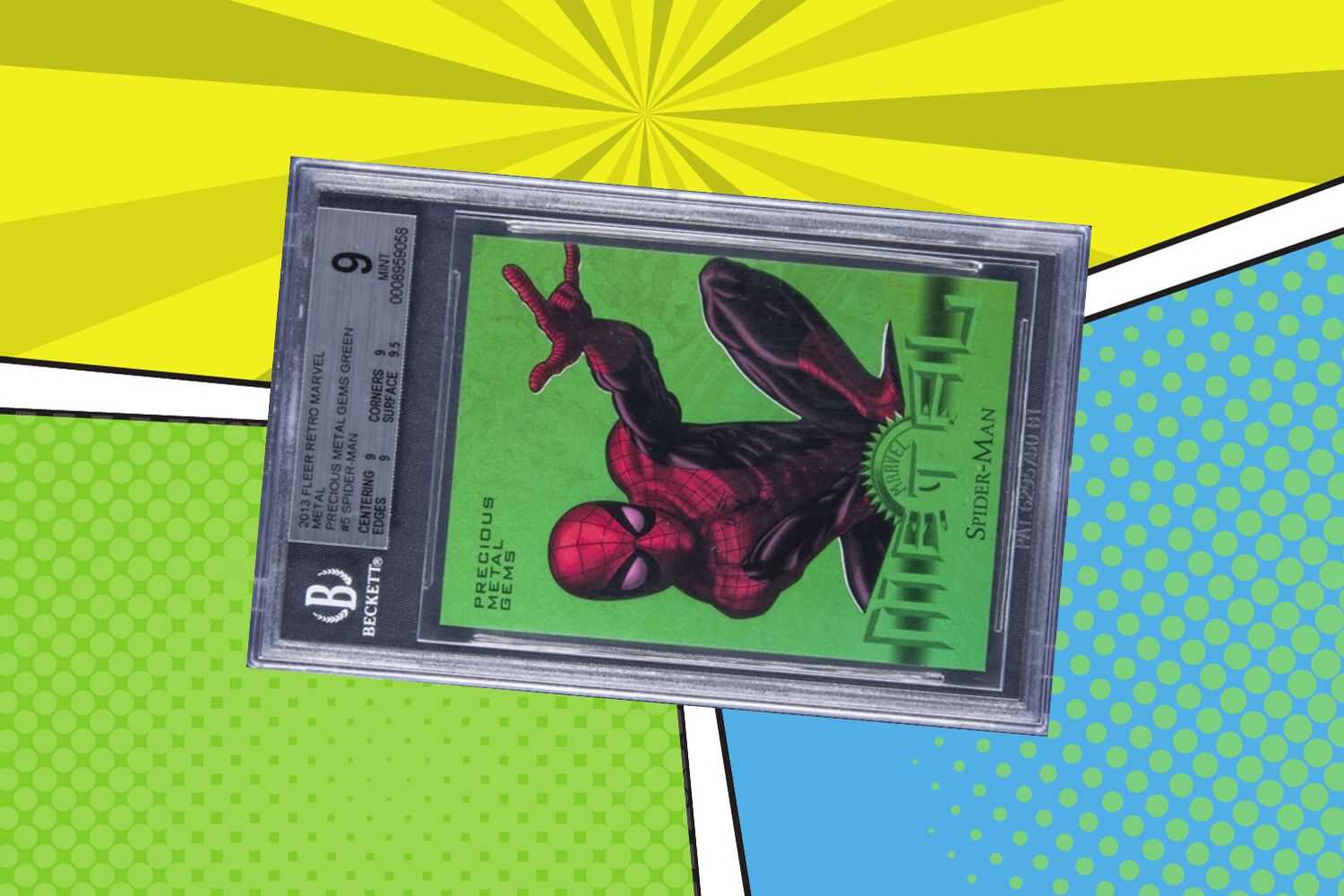 #4 Fleer Retro Marvel Precious Metal Gems Green #5 Spiderman 2013 - $34,440