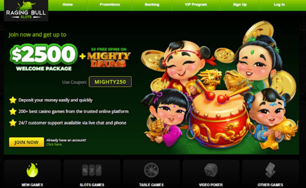 Raging Bull online casino NY platform with slot games, jackpots, and welcome bonuses for New York players